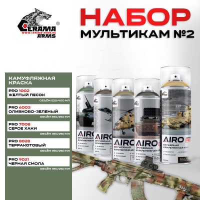 Набор «МУЛЬТИКАМ КАМУФЛЯЖ №2» Пять цветов камуфляжной краски AIR PRO в Warrior Format